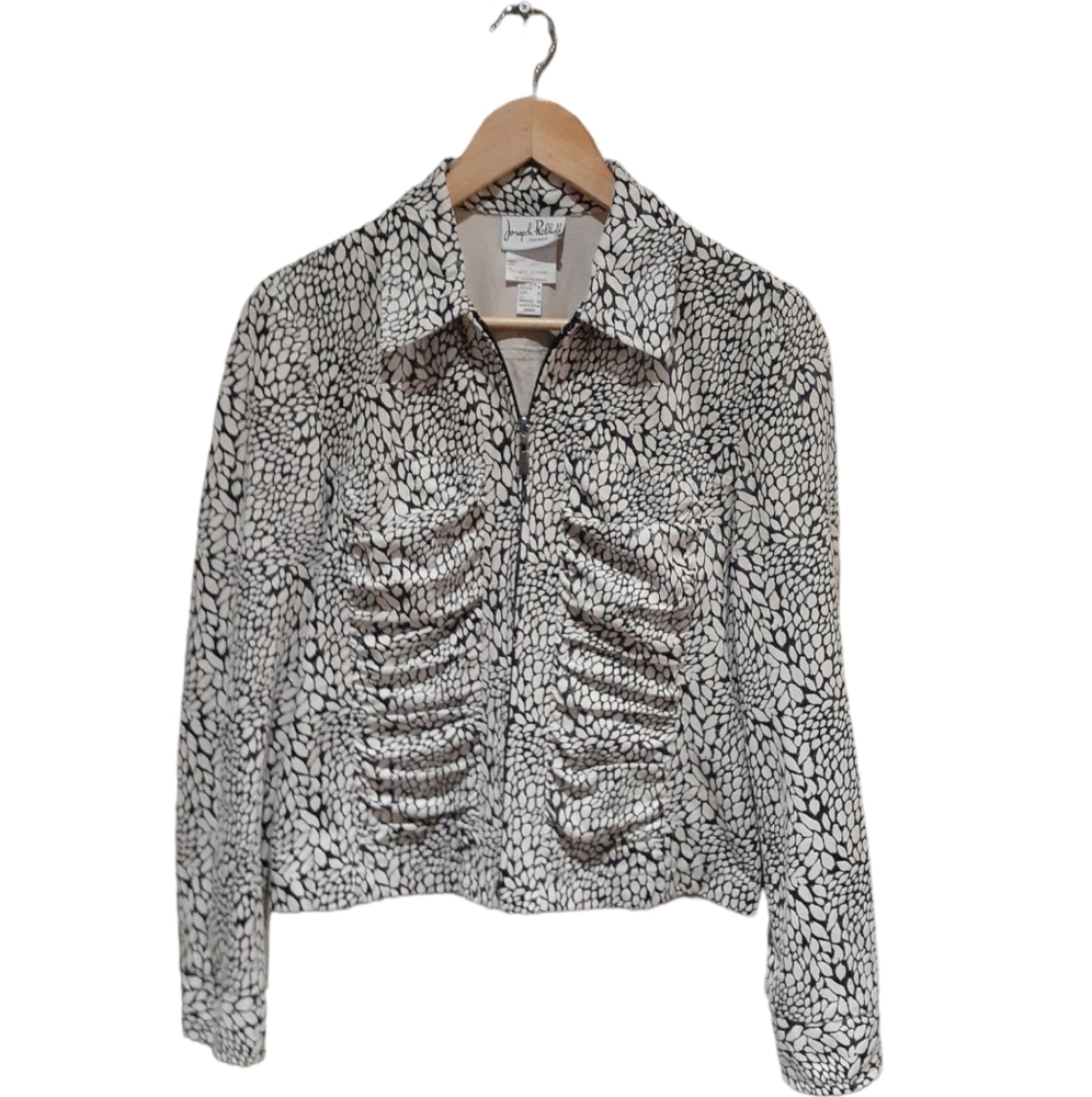 Joseph Ribkoff Women's Blazer Jacket Black & Off White Print Size 8